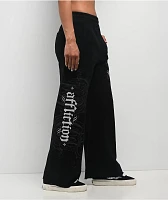 Affliction Death Eyes Black Wide Leg Sweatpants