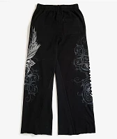 Affliction Death Eyes Black Wide Leg Sweatpants