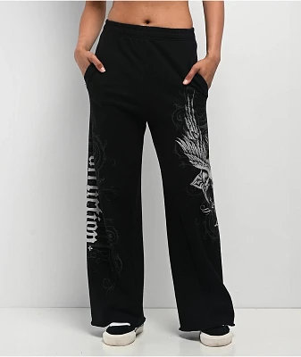Affliction Death Eyes Black Wide Leg Sweatpants