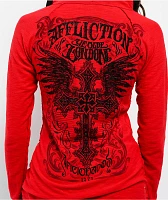 Affliction Elitist Red Wash Button Hoodie