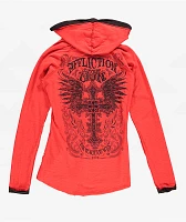 Affliction Elitist Red Wash Button Hoodie