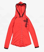 Affliction Elitist Red Wash Button Hoodie
