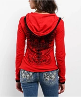 Affliction Elitist Red Wash Button Hoodie