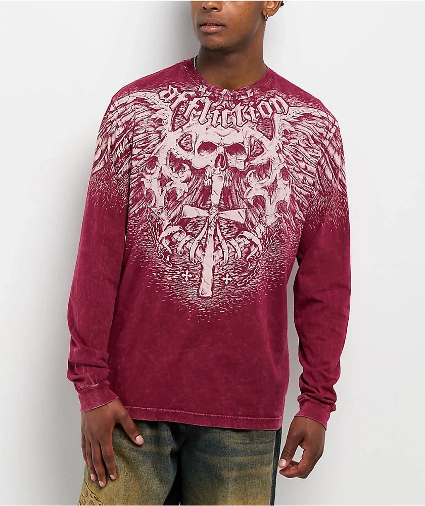 Affliction Eternity Dark Red Long Sleeve T-Shirt