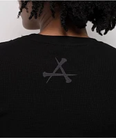 Affliction Ethereal Burial Black Thermal Long Sleeve Crop T-Shirt