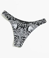 Affliction Evil Eyes Black & White High Leg Bikini Bottom
