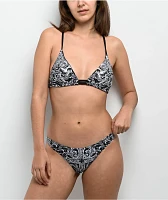 Affliction Evil Eyes Black & White Triangle Bikini Top