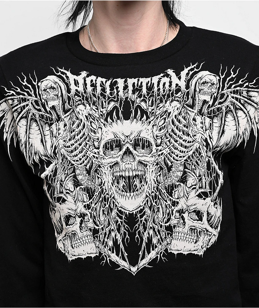 Affliction Horror Swarm Black Long Sleeve Crop T-Shirt