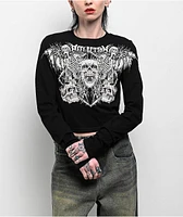 Affliction Horror Swarm Black Long Sleeve Crop T-Shirt