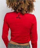 Affliction Ice Blade Red Long Sleeve Crop T-Shirt