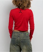 Affliction Ice Blade Red Long Sleeve Crop T-Shirt