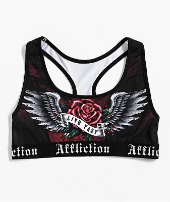 Affliction Ion Black & Red Sports Bra