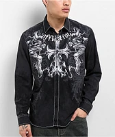 Affliction Jump Black Long Sleeve Button Up Shirt