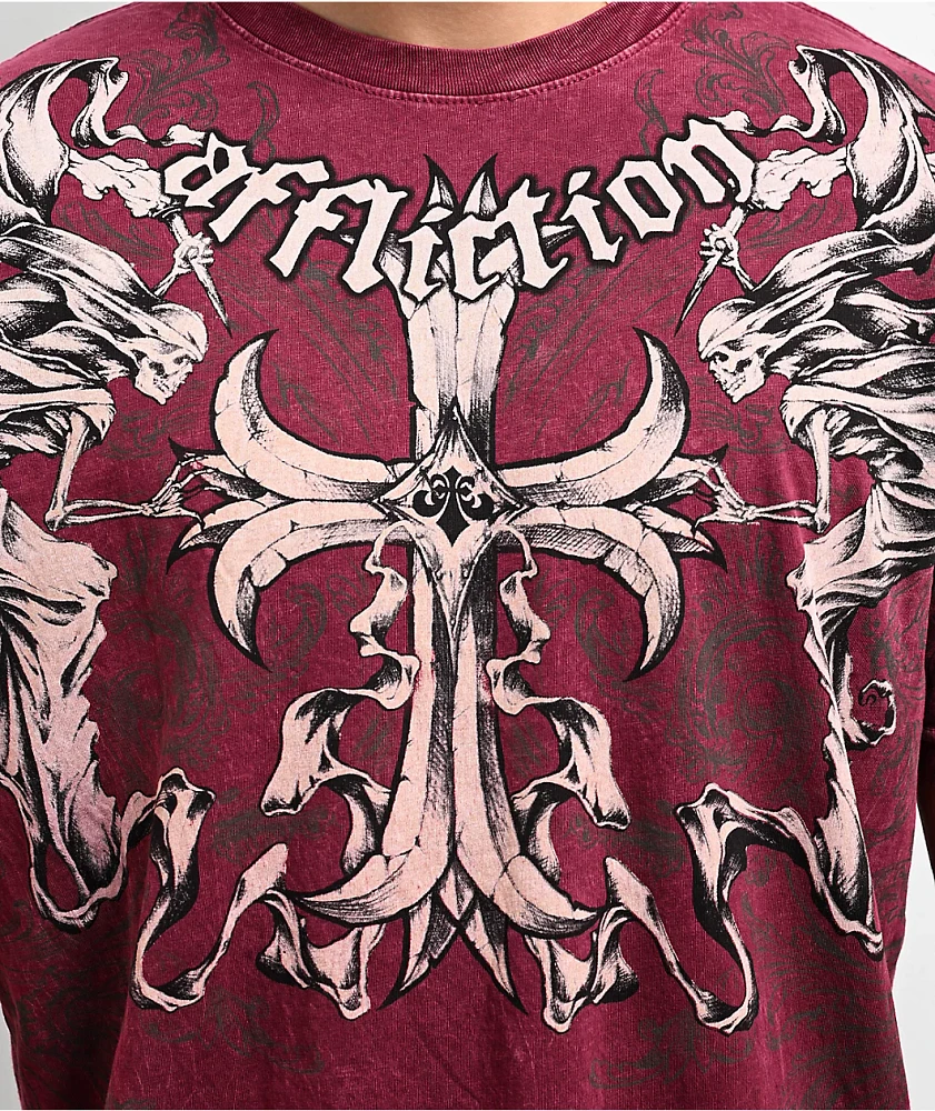 Affliction Jump Burgundy T-Shirt