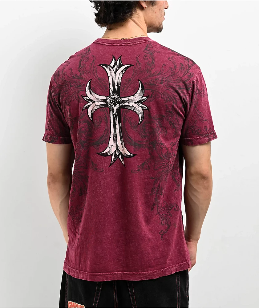 Affliction Jump Burgundy T-Shirt