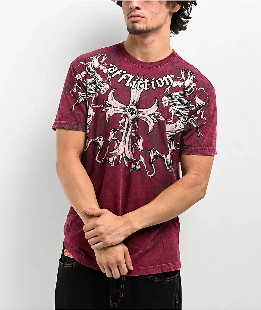 Affliction Jump Burgundy T-Shirt