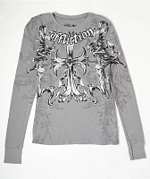 Affliction Jump Grey Thermal Long Sleeve T-Shirt