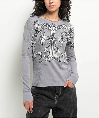 Affliction Jump Grey Thermal Long Sleeve T-Shirt