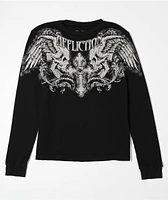 Affliction Kids Winged Up Black Lava Thermal Long Sleeve T-Shirt