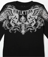 Affliction Kids Winged Up Black Lava Thermal Long Sleeve T-Shirt