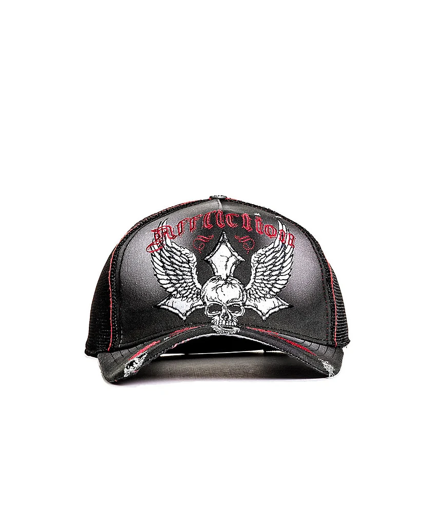 Affliction Live Fast Black Wash Trucker Hat