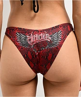 Affliction Lola Rhinestone Red High Leg Bikini Bottom