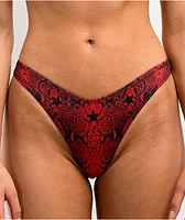 Affliction Lola Rhinestone Red High Leg Bikini Bottom