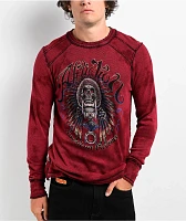 Affliction Native Auto Reversible Red & Black Wash Thermal Long Sleeve T-Shirt