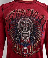 Affliction Native Auto Reversible Red & Black Wash Thermal Long Sleeve T-Shirt