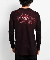 Affliction Native Auto Reversible Red & Black Wash Thermal Long Sleeve T-Shirt