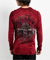 Affliction Native Auto Reversible Red & Black Wash Thermal Long Sleeve T-Shirt