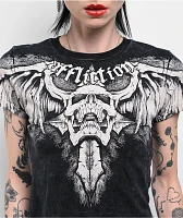 Affliction Night Screamer Black Lava Wash Crop T-Shirt