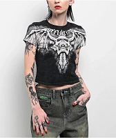 Affliction Night Screamer Black Lava Wash Crop T-Shirt