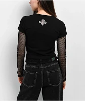 Affliction Primal Black 2Fer Crop Long Sleeve T-Shirt