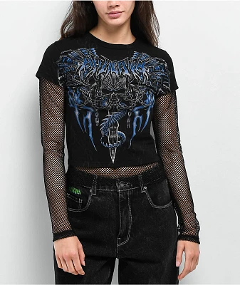 Affliction Primal Black 2Fer Crop Long Sleeve T-Shirt