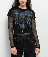 Affliction Primal Black 2Fer Crop Long Sleeve T-Shirt