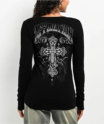 Affliction Reverie Black Lava Thermal Long Sleeve T-Shirt