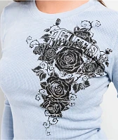 Affliction Secret Garden Light Blue Wash Thermal Long Sleeve T-Shirt