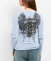 Affliction Secret Garden Light Blue Wash Thermal Long Sleeve T-Shirt