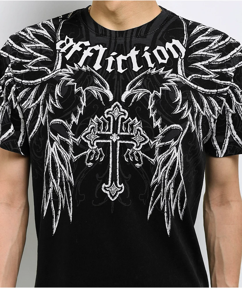Affliction Seismic Eruption Black Wash T-Shirt