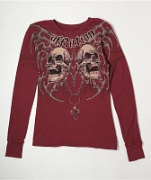 Affliction Shred Fest Red Thermal Long Sleeve T-Shirt