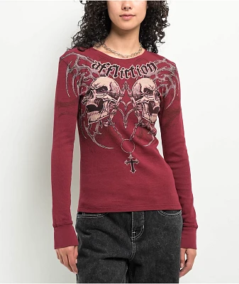 Affliction Shred Fest Red Thermal Long Sleeve T-Shirt