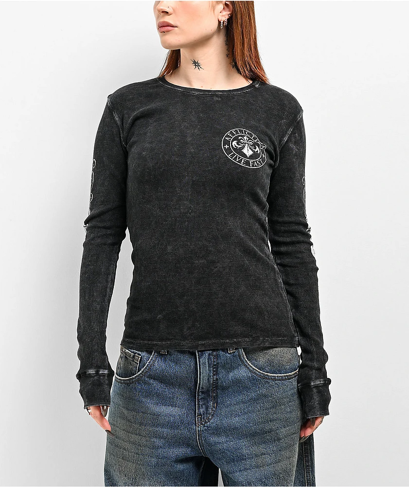 Affliction Simulation Black Wash Thermal Long Sleeve T-Shirt