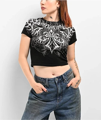 Affliction Skeleton Black Crop T-Shirt