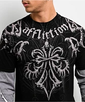 Affliction Skeleton Black Lava & Grey 2fer Long Sleeve T-Shirt