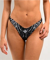 Affliction Skeleton Rhinestone Black High Leg Bikini Bottom