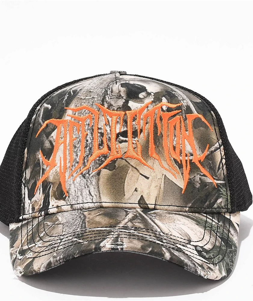 Affliction Skull Tree Black & Camo Trucker Hat