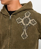 Affliction Spiker Green Wash Zip Hoodie