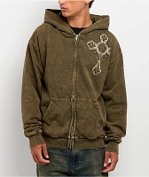 Affliction Spiker Green Wash Zip Hoodie