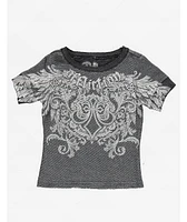 Affliction Step Of Faith Black Terry Cloth Crop T-Shirt